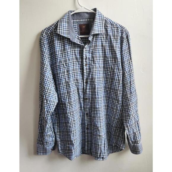 Other - James Tattersall Shirt Mens Large Plaid Button Down Long Sleeve Classic Dress Sh